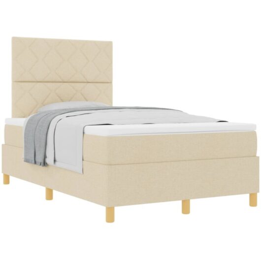 Vidaxl - Box Spring Bed with Mattress Cream 120 x 190 cm Fabric