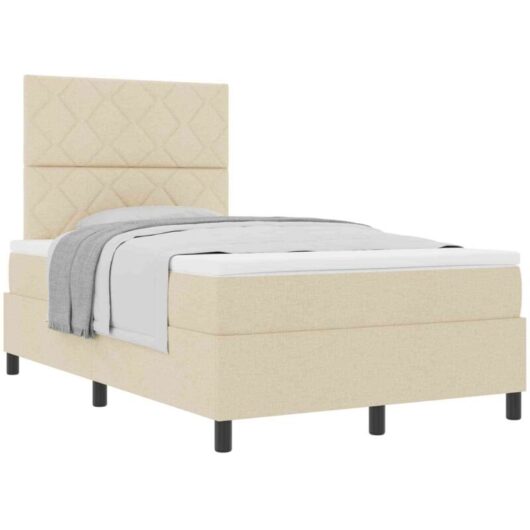Vidaxl - Box Spring Bed with Mattress Cream 120 x 200 cm Fabric