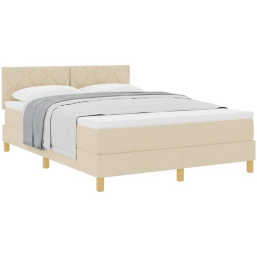 Vidaxl - Box Spring Bed with Mattress Cream 160 x 200 cm Fabric