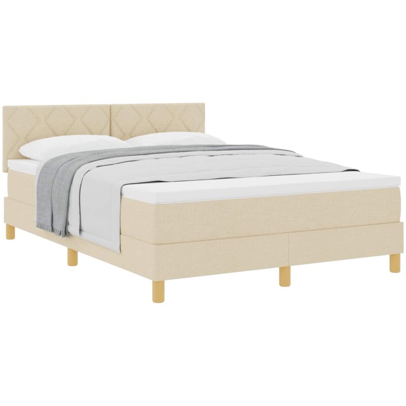 Vidaxl - Box Spring Bed with Mattress Cream 160 x 200 cm Fabric