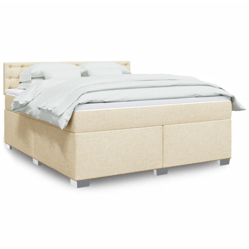 Vidaxl - Box Spring Bed with Mattress Cream 180x200 cm Fabric