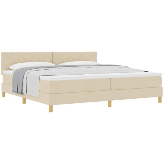 Vidaxl - Box Spring Bed with Mattress Cream 200 x 200 cm Fabric