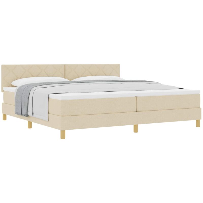 Vidaxl - Box Spring Bed with Mattress Cream 200 x 200 cm Fabric