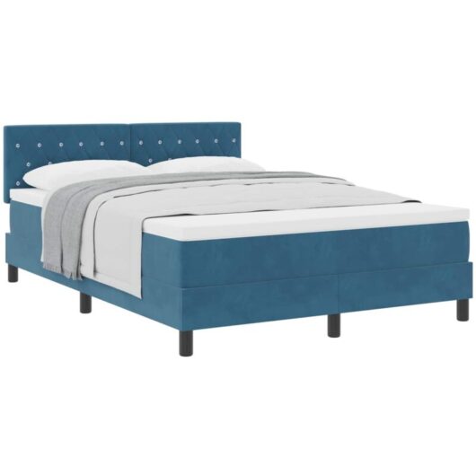 Vidaxl - Box Spring Bed with Mattress Dark Blue 140 x 190 cm Fabric