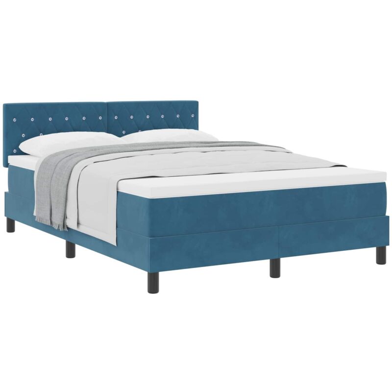 Vidaxl - Box Spring Bed with Mattress Dark Blue 140 x 190 cm Fabric