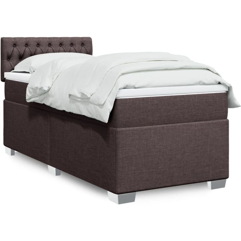Vidaxl - Box Spring Bed with Mattress Dark Brown 100x200 cm Fabric