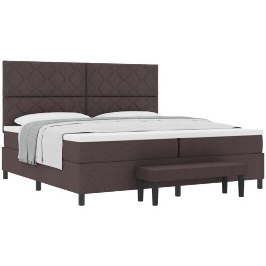 Vidaxl - Box Spring Bed with Mattress Dark Brown 200 x 200 cm Fabric