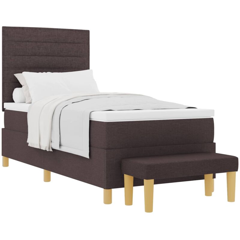 Vidaxl - Box Spring Bed with Mattress Dark Brown 90 x 200 cm Fabric