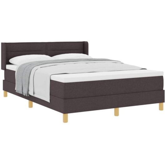 Vidaxl - Box Spring Bed with Mattress Dark Brown and White Fabric