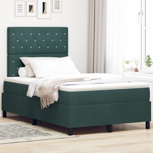 Vidaxl - Box Spring Bed with Mattress Dark Green 120 x 190 cm Velvet