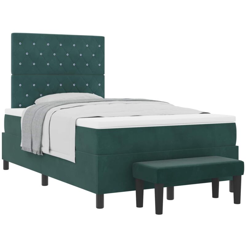 Vidaxl - Box Spring Bed with Mattress Dark Green 120 x 200 cm Velvet