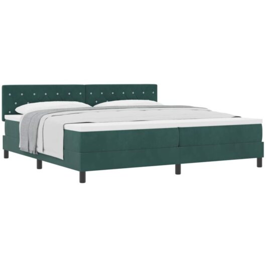 Vidaxl - Box Spring Bed with Mattress Dark Green 200 x 200 cm Fabric