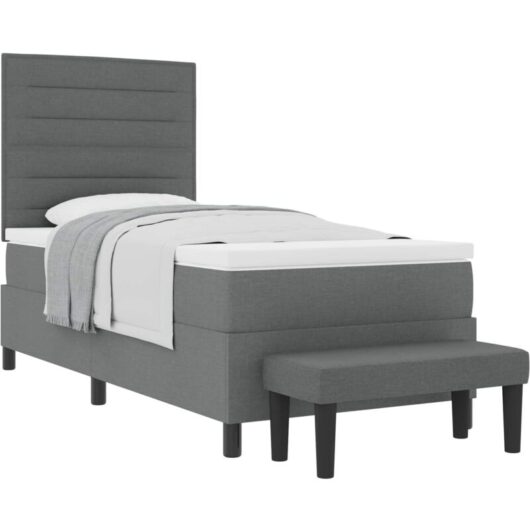Vidaxl - Box Spring Bed with Mattress Dark Grey 100 x 200 cm Fabric