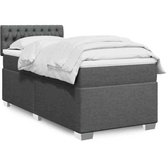 Vidaxl - Box Spring Bed with Mattress Dark Grey 100x200 cm Fabric