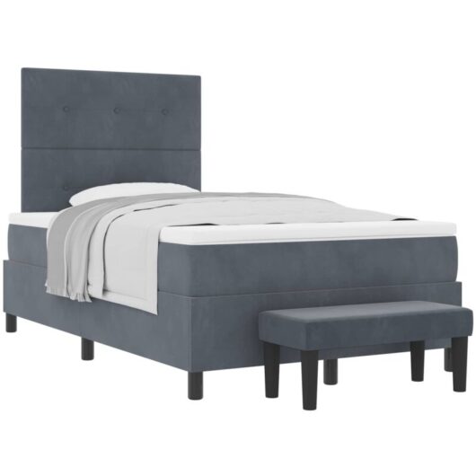 Vidaxl - Box Spring Bed with Mattress Dark Grey 120 x 190 cm Velvet