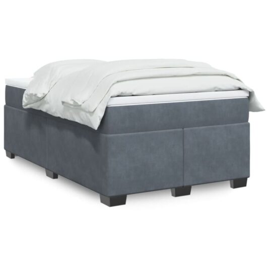 Vidaxl - Box Spring Bed with Mattress Dark Grey 120x200 cm Velvet