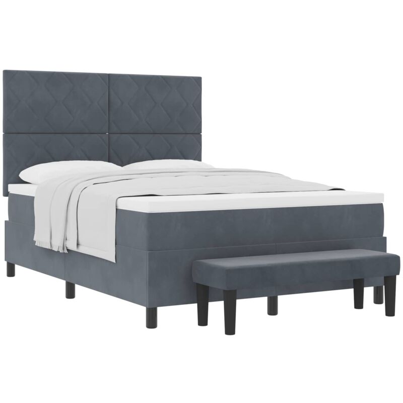 Vidaxl - Box Spring Bed with Mattress Dark Grey 140 x 200 cm Velvet
