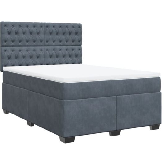 Vidaxl - Box Spring Bed with Mattress Dark Grey 140x190 cm Velvet