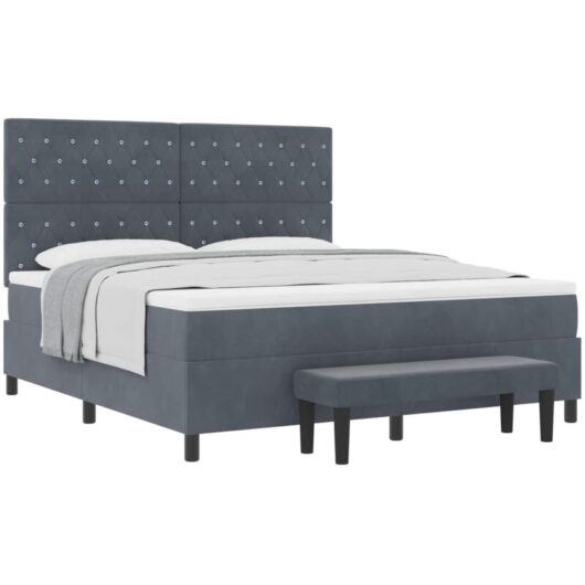 Vidaxl - Box Spring Bed with Mattress Dark Grey 180 x 200 cm Velvet