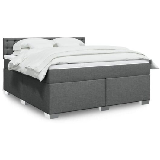 Vidaxl - Box Spring Bed with Mattress Dark Grey 180x200 cm Fabric