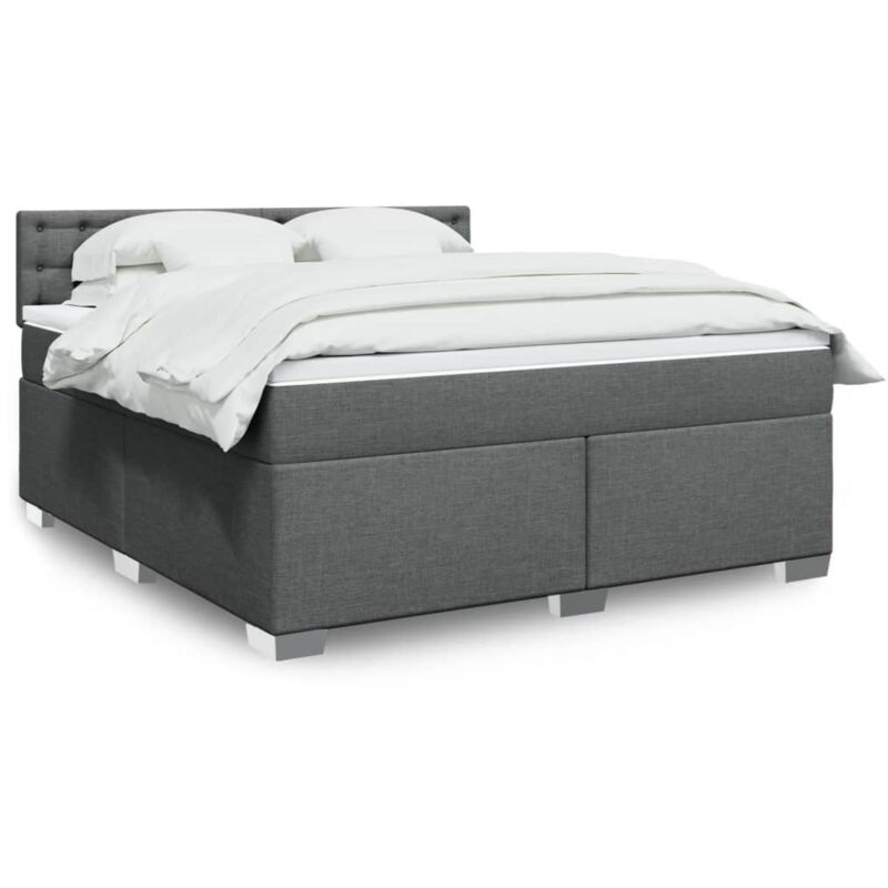 Vidaxl - Box Spring Bed with Mattress Dark Grey 180x200 cm Fabric