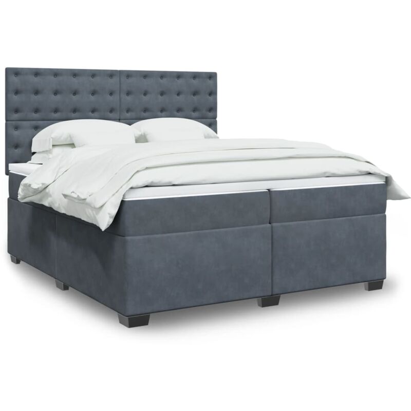 Vidaxl - Box Spring Bed with Mattress Dark Grey 200x200 cm Velvet