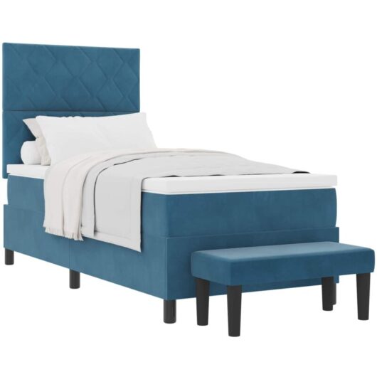 Vidaxl - Box Spring Bed with Mattress Dark blue 100 x 200 cm Velvet