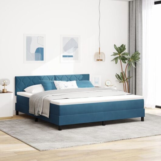 Vidaxl - Box Spring Bed with Mattress Dark blue 180 x 200 cm Velvet