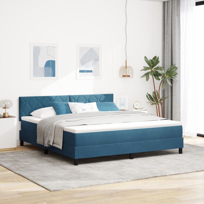 Vidaxl - Box Spring Bed with Mattress Dark blue 180 x 200 cm Velvet