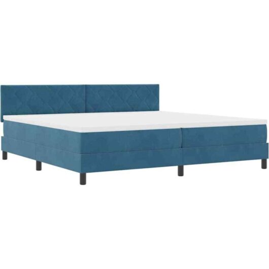 Vidaxl - Box Spring Bed with Mattress Dark blue 200 x 200 cm Velvet