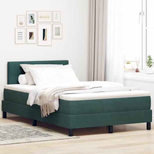 Vidaxl - Box Spring Bed with Mattress Dark green 120 x 190 cm Velvet