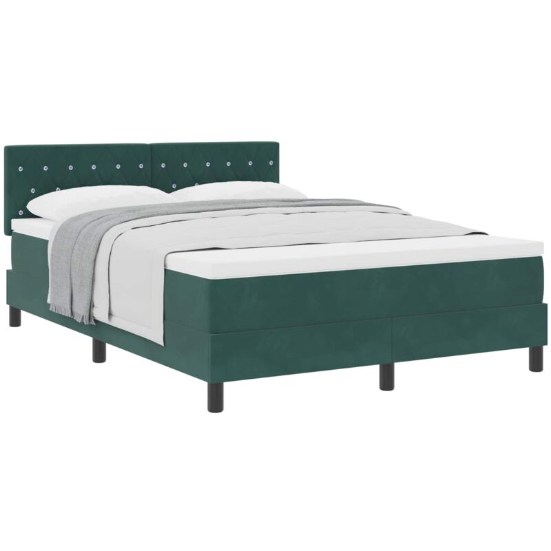 Vidaxl - Box Spring Bed with Mattress Dark green 140 x 190 cm Fabric