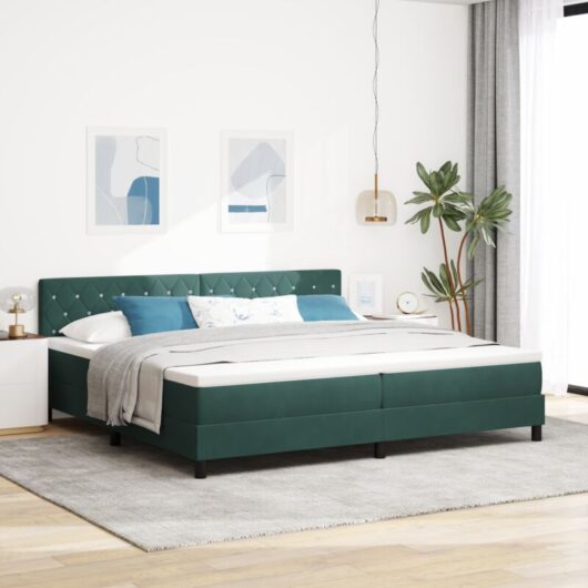 Vidaxl - Box Spring Bed with Mattress Dark green 200 x 200 cm Velvet