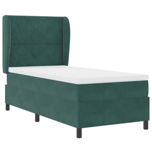 Vidaxl - Box Spring Bed with Mattress Dark green 90 x 190 cm Velvet