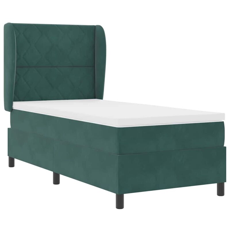 Vidaxl - Box Spring Bed with Mattress Dark green 90 x 190 cm Velvet