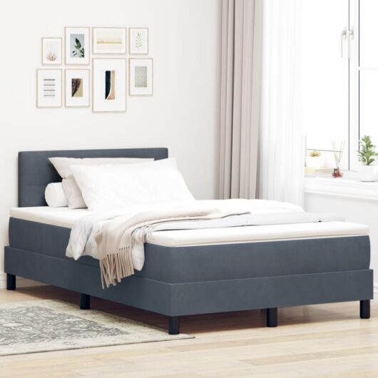 Vidaxl - Box Spring Bed with Mattress Dark grey 120 x 200 cm Velvet