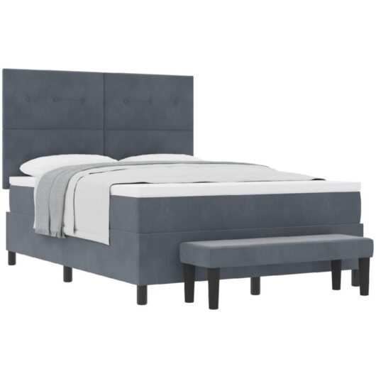 Vidaxl - Box Spring Bed with Mattress Dark grey 160 x 200 cm Velvet