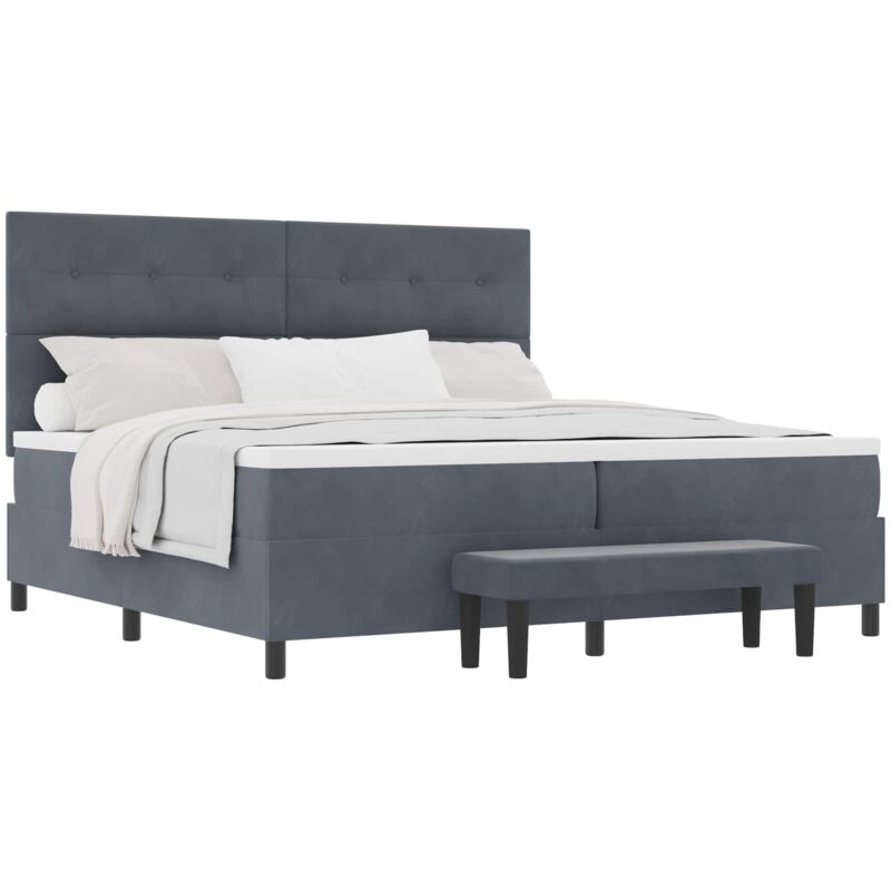 Vidaxl - Box Spring Bed with Mattress Dark grey 200 x 200 cm Velvet