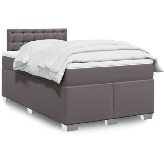 Vidaxl - Box Spring Bed with Mattress Grey 120x190 cm Small Double Faux Leather