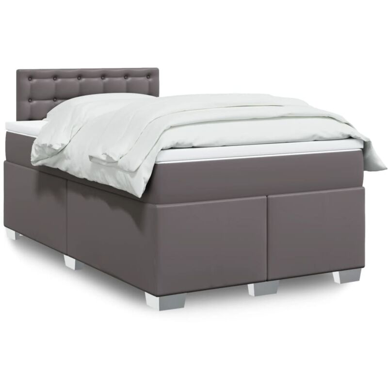 Vidaxl - Box Spring Bed with Mattress Grey 120x190 cm Small Double Faux Leather