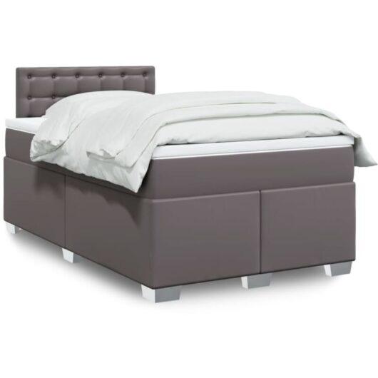 Vidaxl - Box Spring Bed with Mattress Grey 120x200 cm Faux Leather