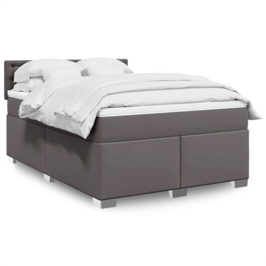 Vidaxl - Box Spring Bed with Mattress Grey 140x200 cm Faux Leather