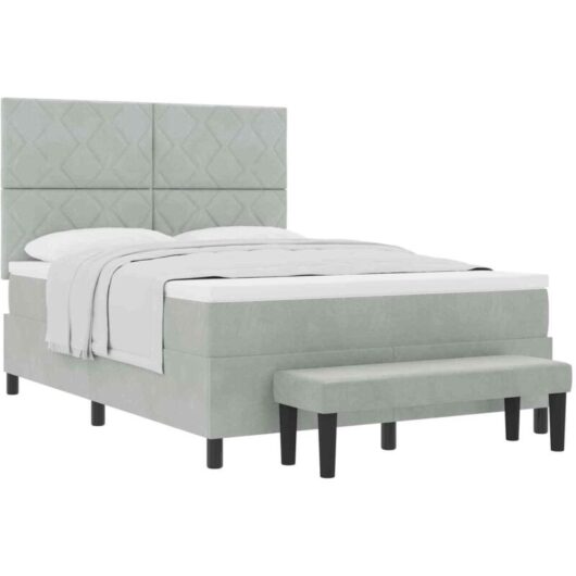 Vidaxl - Box Spring Bed with Mattress Light Grey 140 x 190 cm Velvet