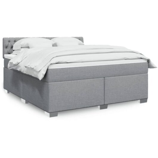 Vidaxl - Box Spring Bed with Mattress Light Grey 180x200 cm Fabric