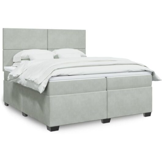 Vidaxl - Box Spring Bed with Mattress Light Grey 200x200 cm Velvet