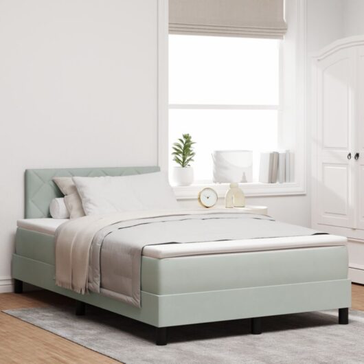 Vidaxl - Box Spring Bed with Mattress Light grey 120 x 190 cm Velvet