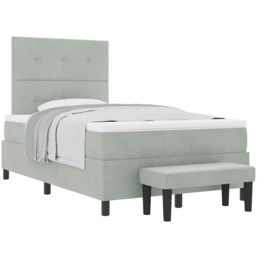 Vidaxl - Box Spring Bed with Mattress Light grey 120 x 200 cm Velvet