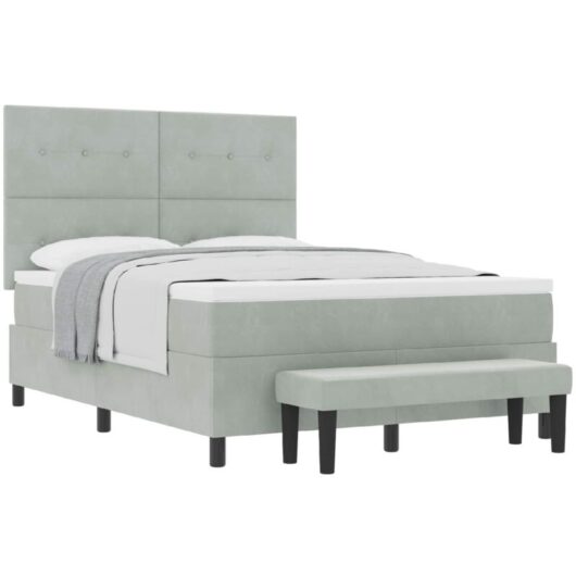 Vidaxl - Box Spring Bed with Mattress Light grey 140 x 200 cm Velvet