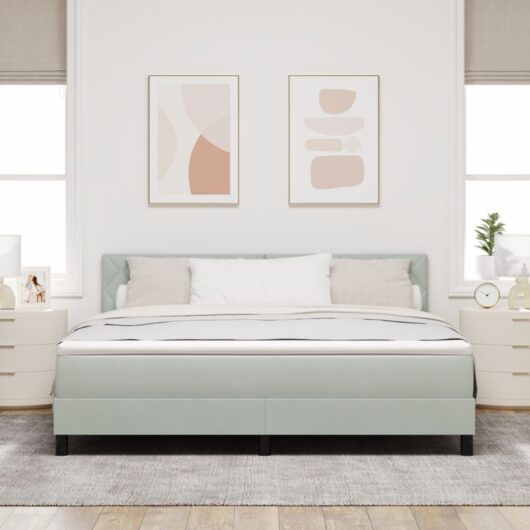 Vidaxl - Box Spring Bed with Mattress Light grey 180 x 200 cm Velvet
