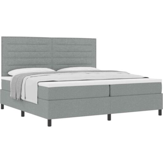 Vidaxl - Box Spring Bed with Mattress Light grey 200 x 200 cm Fabric